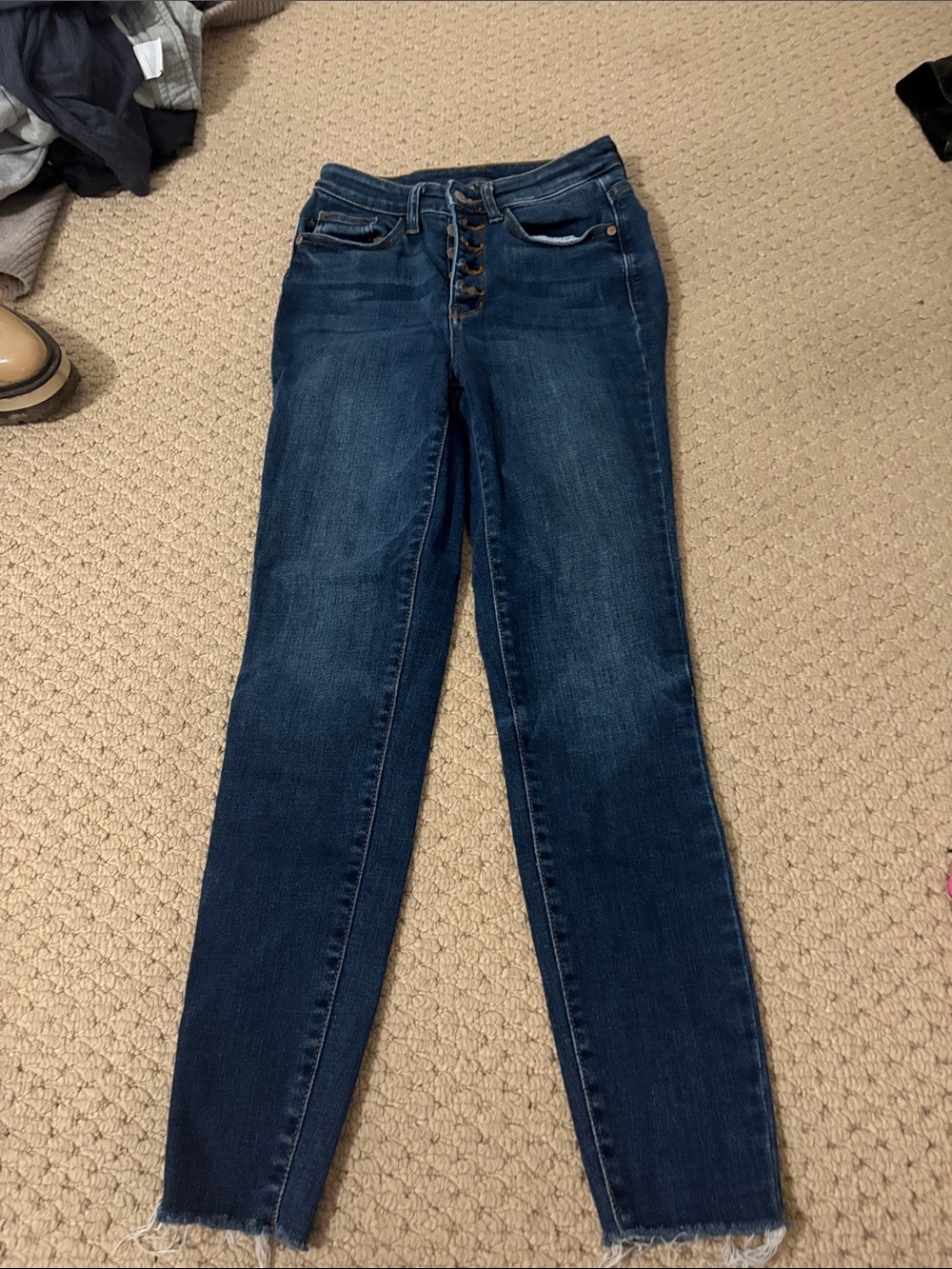 Judy Blue Dark Blue High-Rise Button-Fly Skinny Jeans